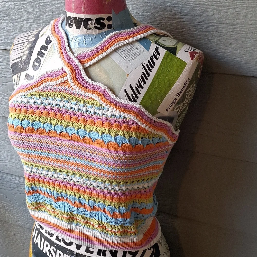 Zara crochet knit cropped tank top size Medium - Picture 4 of 10